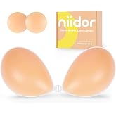 Niidor Sticky Bra Adhesive Strapless Ultra Invisible Push up Silicone Bra Multiple Colors Sizes for Backless Dress