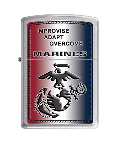 Zippo USMC Improvise Adapt Overcome Brushed Chrome Pocket Lighter