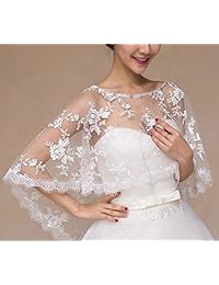 Vweil Wdding Bolero Shrug Wraps Sheer Lace Cubiertas de hombro para novia J4