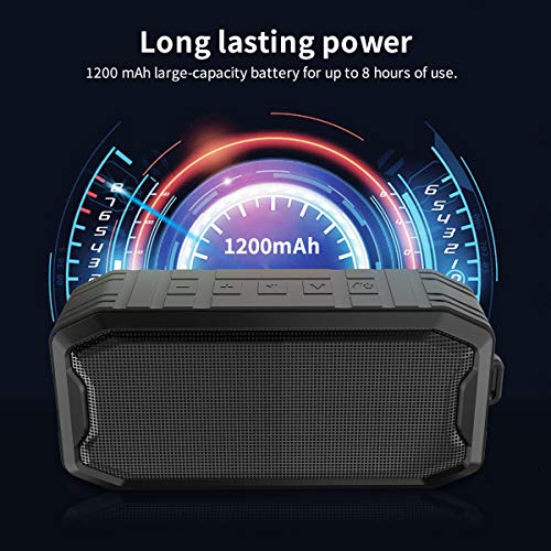 Bluetooth Speaker, KKUYI Portable wireless speaker, Loud Stereo Sound, 1200mAh Battery, IPX7 Waterproof Speaker for Home, Office, Party, Beach, Shower