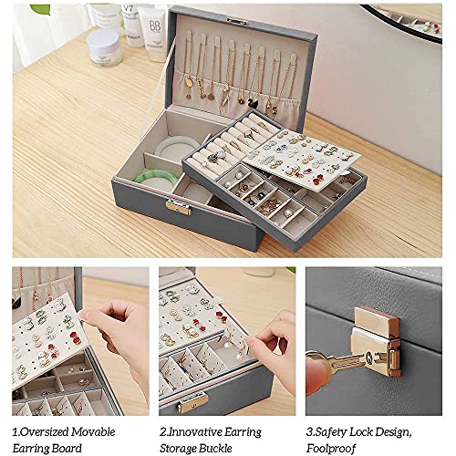 Leather Jewelry Box Snap On Jewelry Box for Women Girls,Jewelry