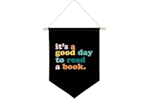 QODUNG Reading Corner Banner,Kids Reading Decor,It's A Good Day To Read A Book,Canvas Hanging Pennant Wall Flag for Bedroom Classroom Library Reading Room