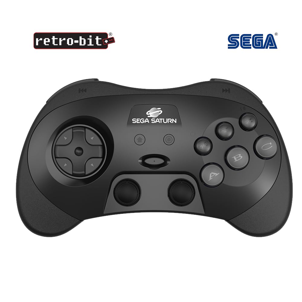 Photo 1 of Retro-Bit SEGA Saturn® PRO - 2.4GHz Wireless Controller for Sega Saturn, Sega Genesis Mini, Switch, PC, Mac - Includes 2 Receivers - Black