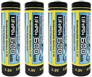 (4-Pack) HyperPS 3.2V AA 600mAh Rechargeable Battery for Solar Panel Light, Tooth Brush, Shaver, Flashlight