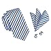 Barry.Wang Stripe Men Ties Set Classic WOVEN Necktie with Handkerchief Cufflinks Formal White Colored