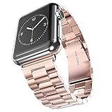 Arteck 38mm Stainless Steel Strap Wrist Metal Apple Watch Band Replacement w/ Metal Clasp for iWatch Apple Watch All Models 38mm (Rose)