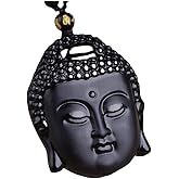 Natural ice black Obsidian crystal sakyamuni buddha Necklace Amulet pendant adjustable chain