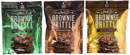 Sheila G's Brownie Brittle 3 Flavor Variety Pack: (1) Sheila G's Chocolate Chip Brownie Brittle, (1) Sheila G's Mint Chocolate Chip Brownie Brittle, and (1) Sheila G's Toffee Crunch Brownie Brittle, 5 Oz. Ea. (3 Bags Total)