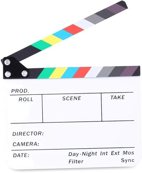 Claquete Diretor Clapper Board 2.5 Acrílico com Varas Coloridas (Branca)
