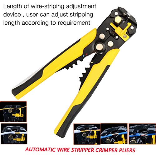 Zinnor Automatic Wire Stripper Crimper 8 inch Self-Adjusting Pliers Cable Cut Cutter Stripping Crimping Tool 8 inch Self-Adjusting