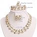 18K Gold Plated Spiral Jewelry Sets For Women Wedding Party Crystal Necklace Earrings Bracelet Rings