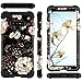 LONTECT Compatible Galaxy Note 9 Case Floral 3 in 1 Heavy Duty Hybrid Sturdy High Impact Shockproof Protective Cover Case for Samsung Galaxy Note 9 - Flower/Black
