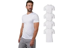 32 Degrees Mens 4 Pack Cool Crewneck T-Shirt | Anti-Odor | Quick Drying | 4-Way Stretch