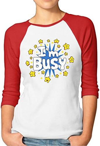 JTCY I'm Busy Women's 3/4 Sleeve Jersey Shirt Baseball Tee Raglan T-Shirts L Red