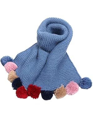 Unisex Baby Kids Fashion Solid Color Shawl Scarf Knit Wool Hairball Scarves