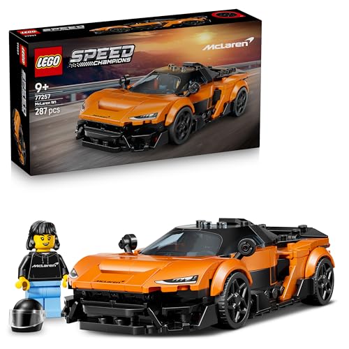 Speed Champions McLaren W1 – El Auténtico Superdeportivo - Maqueta de Coche de Juguete con Minifigura de Piloto Coleccionable - Regalo para Niños de 9+ Años y Fans del Motor - 77257