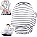 Chalier Nursing Breastfeeding Cover Scarf - Baby Car Seat Canopy - Soft Carseat Canopy Cover - Shopping Cart, Stroller, Carseat Covers - Multi Use Infinity Stretchy Shawl (Gray & White Stripes)