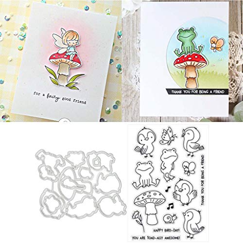 BUZHI Metal Cutting Dies Stamp Stencils DIY Scrapbooking Photo Album Decor Cards Stamps and Dies for Card Making (Bird Clear Stamp+Dies Cutting)