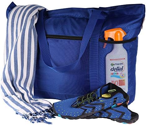 Large Foldable Beach Bag With Zipper - XL Foldable Tote Bag For Travel And Shopping - Large Tote Bag With Many Pockets 2 Large Foldable Beach Bag With Zipper - XL Foldable Tote Bag For Travel And Shopping - Large Tote Bag With Many Pockets