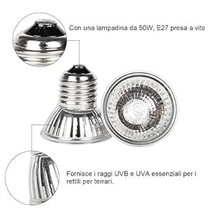 GOLDGE Tartaruga Illuminazione, 25W Basking Lampada Alogena Calore Retroilluminazione UVA UVB per Rettile Lucertola… GOLDGE GOLDGE Tartaruga Illuminazione, 25W Basking Lampada Alogena Calore Retroilluminazione UVA UVB per Rettile Lucertola…