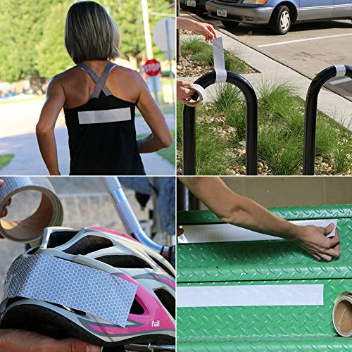 2in x 5yds High-Intensity Reflective Tape for Vehicles Bikes Clothes Helmets Mailboxes,Silver & White