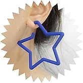 Iaceble Boho Pink Star Dangle Earrings Hollow Star Earrings Large Star Drop Earrings Luck Star Stud Earrings Candy Color Earrings Jewelry for Women