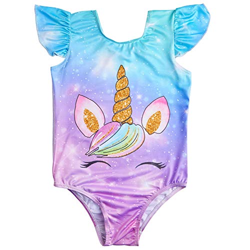 MHJY Girls Leotard for Gymnastics Unicorn Ballet Dance Leotard Flutter Sleeve One-Piece Athletic Activewear Dancewear - Thumbnail 5