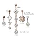 YOVORO 5PCS 14G 316L Stainless Steel Dangle Belly Button Rings for Women Navel Rings Curved Barbell Body Piercing R