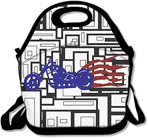 Staropor Lunch Box For Girls Lunch Bag Lunch Box Food Bag Interesting Popular Handsome Cool Motorcycles American Flag Simple