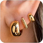 Freekiss 3 Pairs Gold Hoop Earrings Set: Dainty Stud Earrings Trendy Small 14K Gold Plated Hypoallergenic Dangle Cartilage Huggie Hoop Earrings for Women Gold Jewelry for Women Gifts