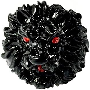 Black Lion with Red Stones Statement Stretch Ring