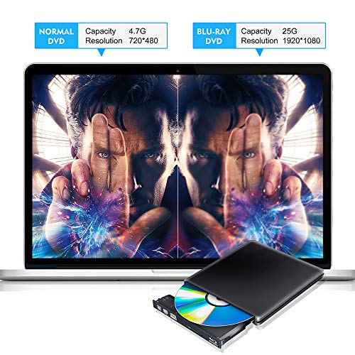 External Blu Ray DVD Drive 3D, USB 3.0 Typc C Portable Bluray DVD CD Optical Burner RW CD Row for MacBook OS Windows 7 8 10 PC iMac Laptop - Thumbnail 3