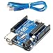 Arduino Uno R3 Development Board, Kit Microcontroller Based on ATmega328 and ATMEGA16U2 with USB Cable for Arduino, Original(Arduino Uno R3)