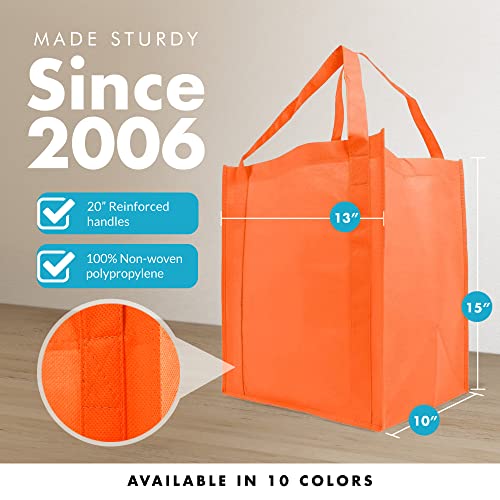 Simply Green Solutions Reusable Grocery Bags, Wide Tote Bags with 20Inch Reinforced Handle