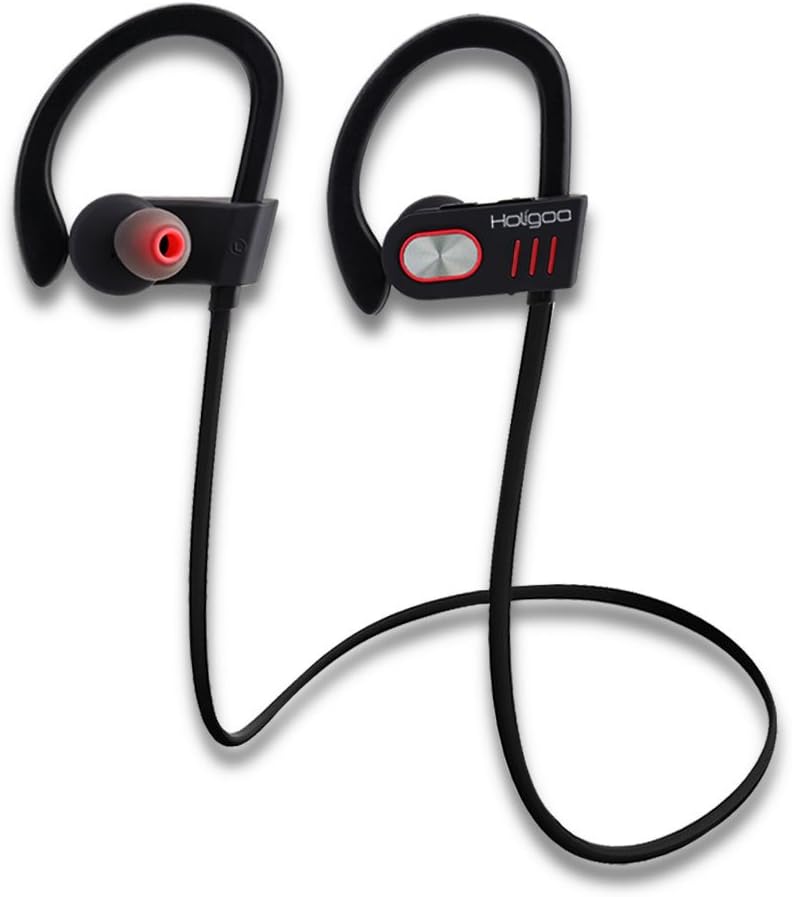 Holigoo Bluetooth Headphones Wireless Earbuds 4.1 Sports Sweatproof Earphones, Premium Sound with Bass Noise Reducing, AptX Pure Sound, Secure Fit Bluetooth Headset for Running, Workout and Gym(Black)