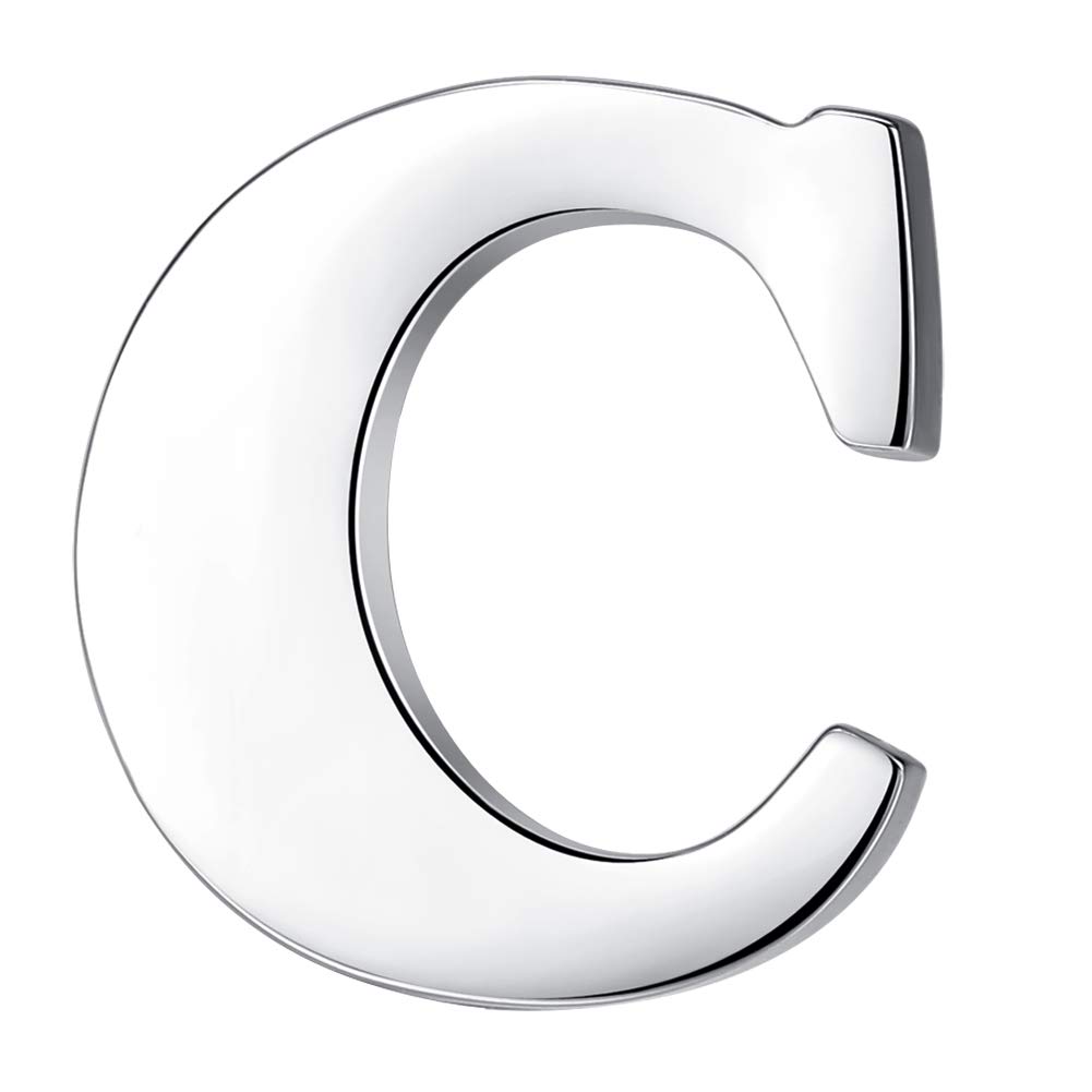 HONEY BEAR 1pc Alphabet Letters A to Z Collar Brooch Label Pins Badge for Mens' Suit/Women's Shirt for Business Gift,Silver C 0.94in