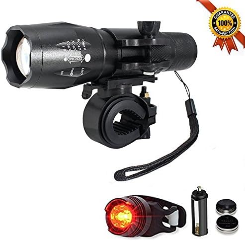 LED Bike Lights Set, Bicycle light Front and Rear, Headlight (5 modes) + Back Taillight (3 modes), Waterproof Zoomable 1000 lumens Super Bright Flashlight for Mountain Cycling, Camping Outdoor Sports