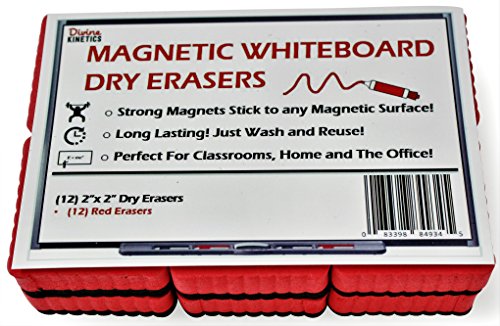 12-Pack of Premium Magnetic Dry Erase Erasers | Divine Kinetics | Magnetic Whiteboard & Chalkboard Erasers | Dry Erasers for White Boards | Perfect Erasers for the Classroom, Home or Office! (Red) - Thumbnail 4