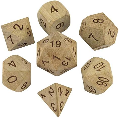 Paladin Roleplaying Wooden DnD Dice - Full RPG Dice Set (Cherry)