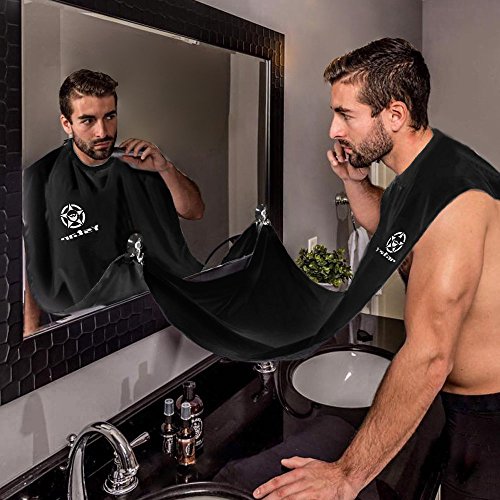 Ystar Beard Bib - Hair Clippings Catcher, Grooming Cape Apron, for Man Shaving-(Black)