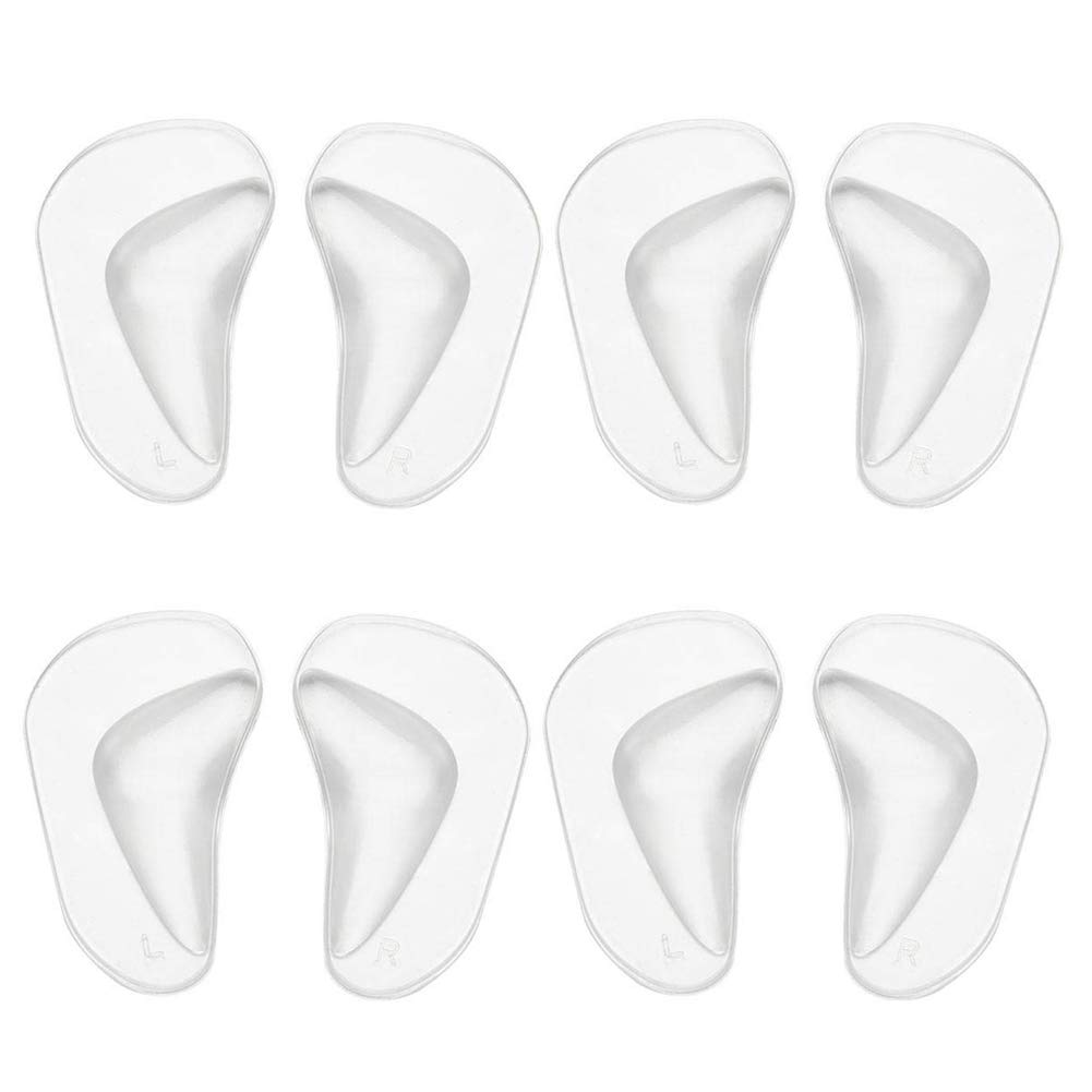 4 Pairs Clear Gel Arch Support Insoles, Orthotic Insoles Silicone Orthopedic Foot Insoles Flat Feet Arch Support Plantar Fasciitis Shoe Arch Support Gel High Heel Inserts Cushion Pads for Women Men