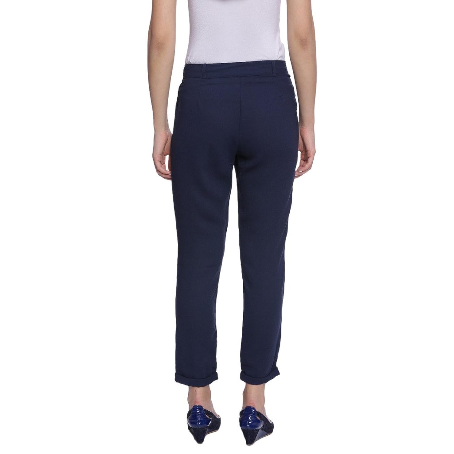 amari west navy blue polyester trousers