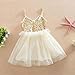 FEITONG Kids Girls Princess Sequins Tulle Lace Tutu Slip Dress (Age:5-6Y, beige)