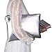 Aladin Oversized Clutch Bag Purse, Womens Large leather Evening Wristlet Handbag (Silver)
