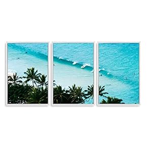 3 Piece Framed Canvas Wall Art for Living Room, Bedroom Vintage Tropical Palm Trees Canvas Prints for Modern Home Decoration Ready to Hang - 16"x24"x3 Panels