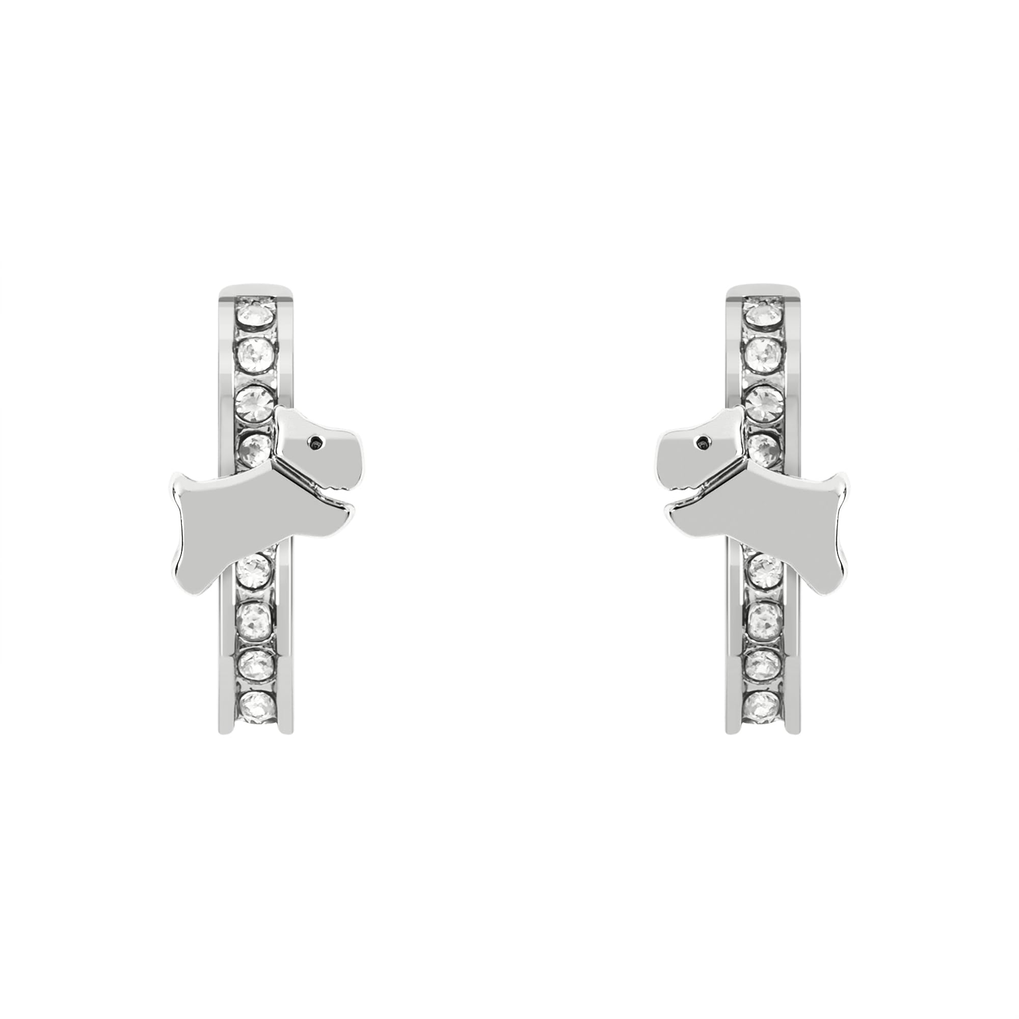 Radley Women's Silver Plated Clear Stone Set Huggie Hoop Earrings RYJ1353S