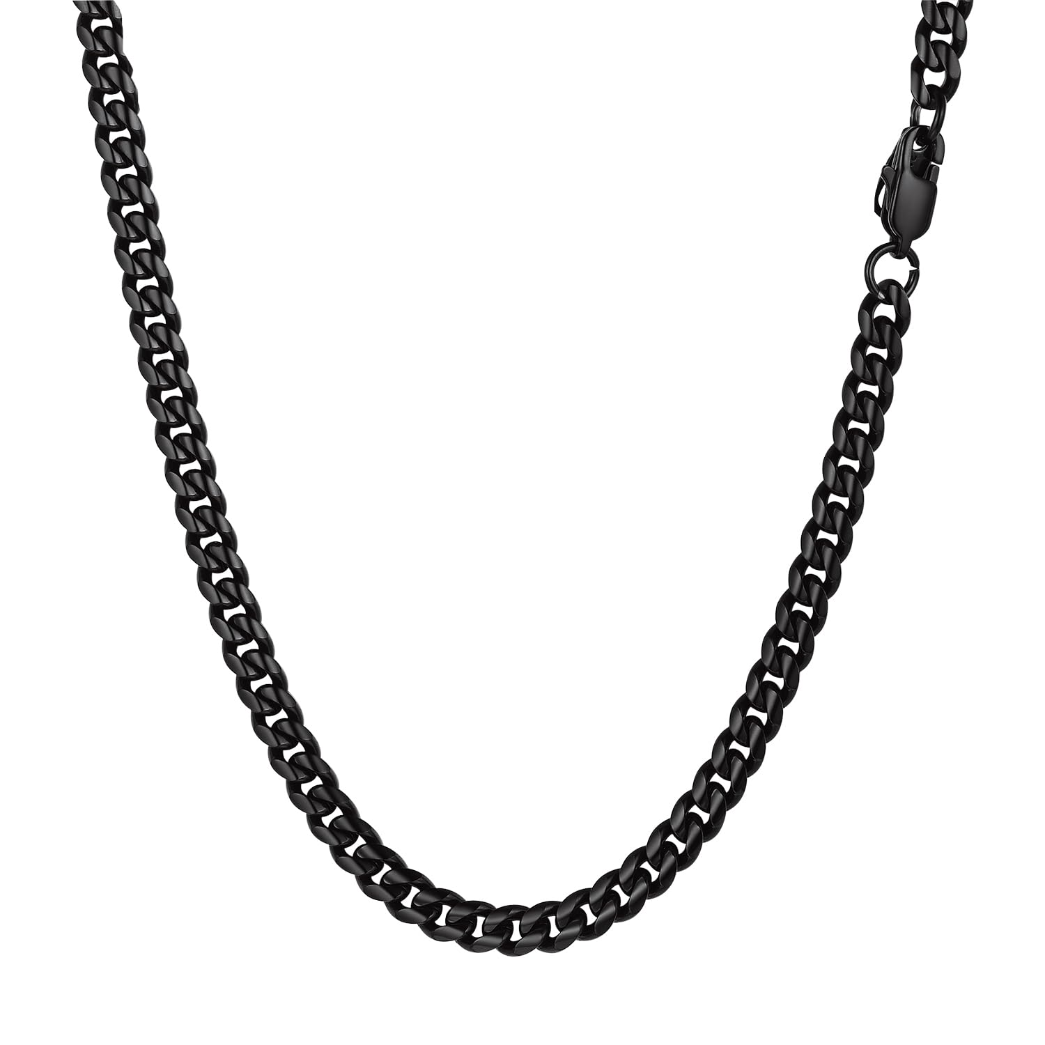 PROSTEEL Collar de cadena para hombre, collar de acero inoxidable para hombre, cadena de eslabones cubanos, collar gótico negro de 20 pulgadas y 6MM