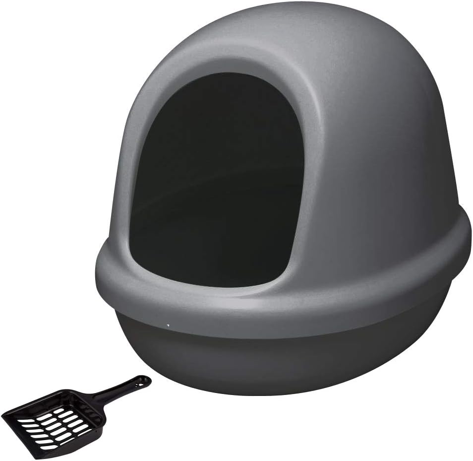 Iris Ohyama, Hooded cat litter tray with open entrance, no odor & litter spill, removable hood