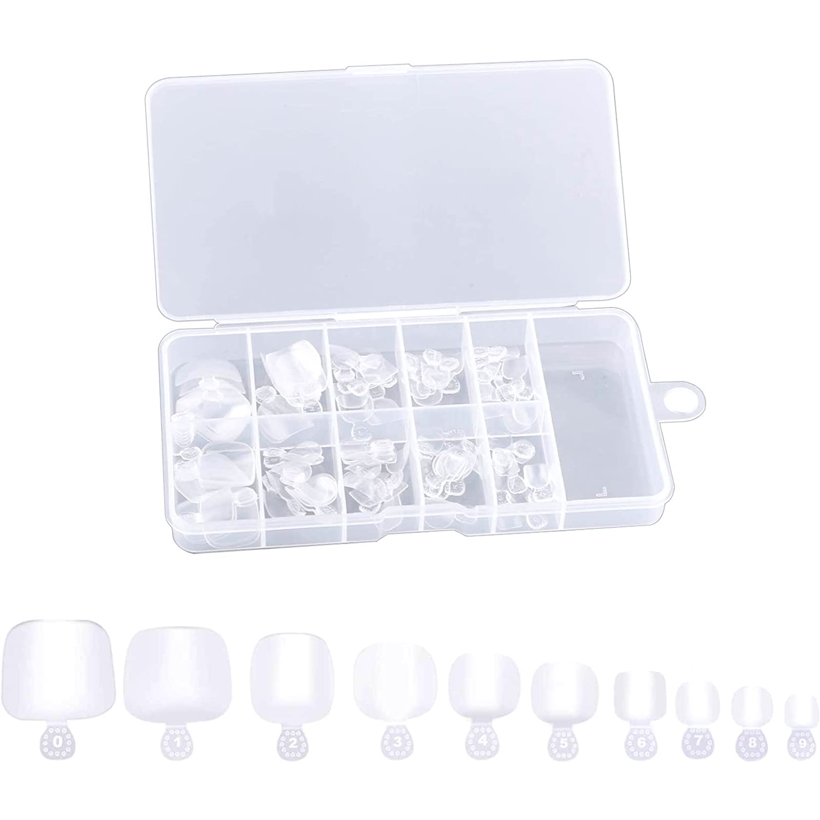 AIEX 100Pcs Toe Nail Tips Transparent Full Cover French False Toenail Tips for Women Girls Nail Decorations Nail Salons Home, 10 Sizes