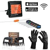 Meat Thermometer,Digital wireless Meat Thermometer with 6 Stainless steel probes for Grill,Smoker,Kitchen\BBq Gloves Heat Resistant Gloves For Oven,Cooking,Grilling,Baking\Meat Claws For BBq